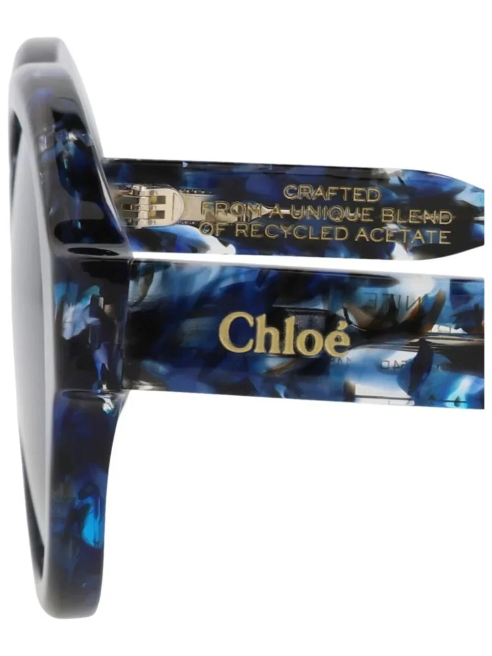 New Chloé Women's Sunglasses Round Oval Recycled Acetate Frame Blue Blue Blue